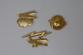 Gold Tone Metal Satin Finish Aviation Airplane Aircraft Brooch Pins - £27.88 GBP