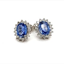 Natural Sapphire Diamond Earrings 14k Gold 3.2 TCW Certified $5,950 211909 - £1,976.60 GBP