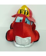 Fire Department Firetruck Stuffed Animal Classic Toy Co Red Plush Yellow Hat 10" - $25.73