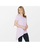Lisa Rinna Collection V-Neck Top with Chiffon Back Detail Orchid Petal M... - $13.02 CAD