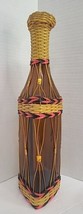 Amber Glass Wine Decanter Bottle Multi-Color Woven Vinyl 13-1/2 In. - £18.45 GBP