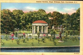 Linen Postcard RI Concert Pavilion Roger Williams Park Providence Rhode Island - £4.32 GBP
