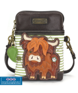 HIGHLAND COW CELLPHONE CROSSBODY PURSE GREEN STRIPE - $39.50