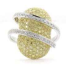2.37ct Natural Fancy Yellow &amp; White Diamonds Engagement Ring 18K Solid Gold - £3,392.53 GBP