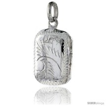 Small Sterling Silver Hand Engraved Rectangular Locket, 1/2 in X 11/16  - $30.94
