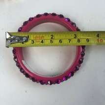 Lot Of 4 Bangle Bracelets Plastic Crystals Pink Clear Yellow Vtg - £29.55 GBP