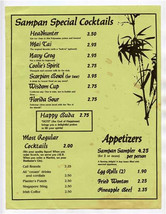 Sampan Special Cosktails and Appetizers Menu Orlando Florida TIKI Collec... - $17.82