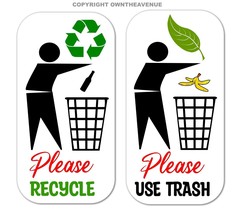 Please Use Recycle And Trash Trash Can Recycle Bin Labels Vinyl Sticker Decals - $4.99