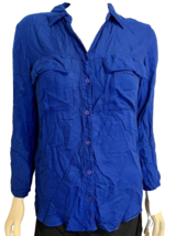 Cloth &amp; Stone Royal Blue 3/4 Sleeve Collared Blouse Size S - $9.49