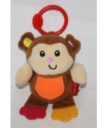 Playtex Baby Happy Monkey Teether 7" Plush Hanging Link Stroller Rattle Soft Toy - $10.40