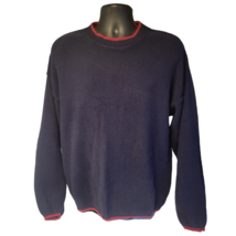 Vintage Lee Sport Men&#39;s Navy Blue Red Sweater 100% Cotton Size XL Made In USA - £19.60 GBP
