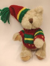 Vintage 2000 Hugfun Christmas Holiday Jointed Poseable Teddy Bear Plush 8&quot; - $6.90