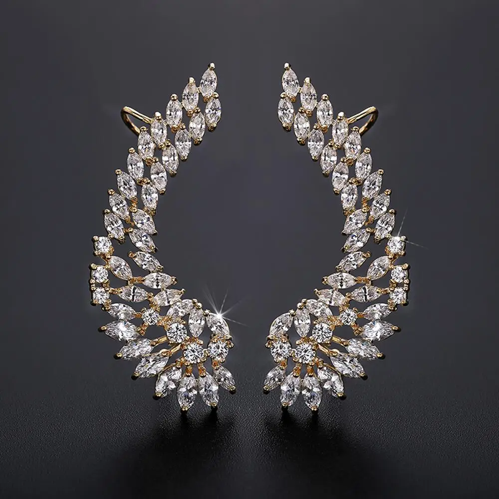 Fashion Bridal Jewelry Luxury Lady&#39;s CZ Crystal Angel Wing Ear Sweep Wrap Cuff E - £20.13 GBP