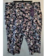 NWT WOMENS GLORIA VANDERBILT Amanda BLACK W/ FLORAL PRINT DENIM CAPRI   ... - $50.53 CAD