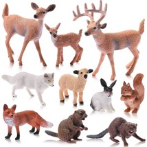 10 Pieces Forest Animals Figures Miniature Woodland Animal Figurines Small Squir - £22.37 GBP