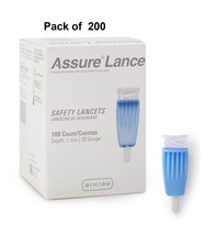 Assure Safety Lancet 28 Gauge 1.0 mm Depth Low Flow, Push Button, 200/Pack - $32.66