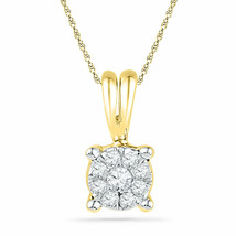 10kt Yellow Gold Womens Round Diamond Cluster Pendant 1/12 Cttw - £111.42 GBP