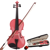 New 4/4 Acoustic Violin Case Bow Rosin Pink - $79.99