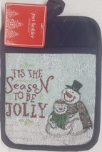 Fabric Tapestry Pot Holder(7x9&quot;)CHRISTMAS,SNOWMEN,TIS THIS SEASON TO BE ... - £5.54 GBP