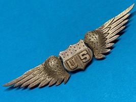 WWI, ARMY AIR SERVICE, HOMRIGHOUS, PILOT WING, STERLING, HALLMARKED, ORI... - $3,000.00
