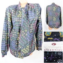 Worthington Vtg 12 Black Floral Silky Feel Shirt - £16.02 GBP