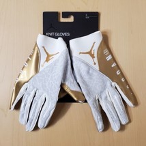 Nike Jordan Vapor Knit 4.0 Size L Football Receiver Gloves Metallic Gold White  - £31.22 GBP