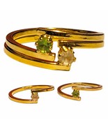 Stackable Rings Costume Jewelry with Gold Finish, Clear and Green Stones - $13.56