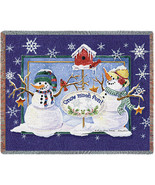 72x54 SNOW MUCH FUN Snowman Winter Christmas Holiday Tapestry Throw Blan... - £49.61 GBP