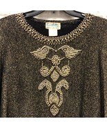 Vintage Kroshetta Gold beaded wool foil sweater made in Hong Kong size 3... - £43.15 GBP