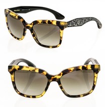 Miu Miu 09P Pave Evolution MU09PS Rectangle Black Brown Crystal Rock Sunglasses - £181.43 GBP