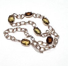 Banana Republic Green Brown Rhinestone Single Strand 26&quot; Gold Tone Neckl... - £10.58 GBP