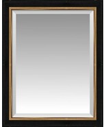 Custom Vertical Beveled Wall Mirror with Black Ribbed Gold Trimmed Wood ... - £290.37 GBP+