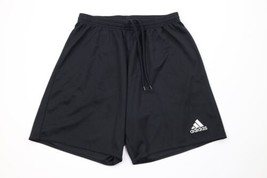 Vtg Adidas Mens Medium Spell Out Running Jogging Soccer Shorts Black Polyester - £34.62 GBP