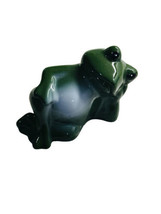 Green Ceramic Garden Frog Figurine Relaxing Laying On Side Collection Shelf - £10.00 GBP