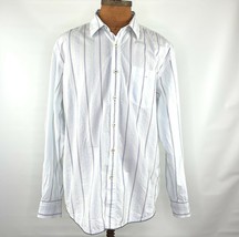 Tommy Bahama Mens Cotton XL Button Long Sleeve Shirt White Striped - £20.31 GBP