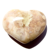 Heart Polished Small Coral Flower Agate  HR84 - £9.39 GBP