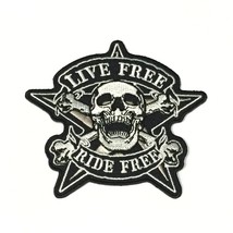 Live Free Ride Free Skull and Crossbones Design Star Patch 4 Inch for Bi... - £16.44 GBP