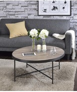 Bage Weathered Gray Oak &amp; Metal Finish Coffee Table, Industrial Style - $3,659.96 MXN