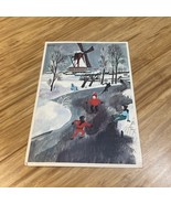 Vintage Artist Bymoer Holland Windmill Ice Skaters Postcards Travel KG JD - $276.57 MXN