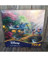 THOMAS KINKADE Disney Jigsaw Puzzle Mickey &amp; Minnie Sweetheart Bridge 75... - $9.85