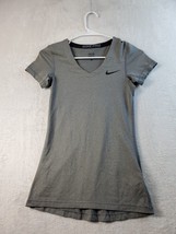 Niki Pro dry Fit T Shirt Top Womens XS Gray Polyester Short Sleeve V Neck Logo - £7.50 GBP