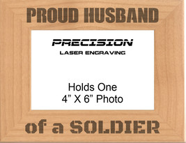 Proud Husband of a Soldier Engraved Wood Picture Frame - 4x6 5x7 - Military Gift - £19.11 GBP+