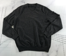 Club Room Cashmere Sweater Mens Extra Large Charcoal Grey V Neck 2-Ply - $29.69