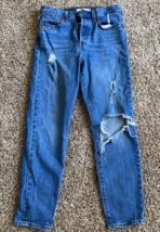 Levis Premium Women&#39;s Big E Wedgie Button Fly Blue Jeans Distressed (28X27) - £35.18 GBP