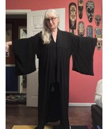 CL-KIM-5) Pre WWII vintage long black off white floral design Kimono L/X... - €116,44 EUR
