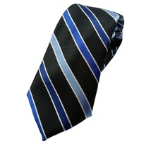 Chaps Blue Black Tie Striped Polyester Necktie - $2.95