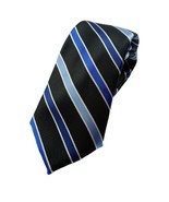 Chaps Blue Black Tie Striped Polyester Necktie - £2.32 GBP