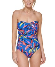 MSRP $98 Tommy Hilfiger Womens Printed Bandeau One-Piece Blue Size 16 - £35.89 GBP