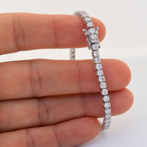 6Ct Round Cut Certified Moissanite Women&#39;s Tennis Bracelet 14K White Gold Plated - £172.65 GBP