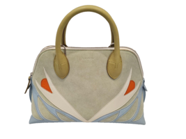 LANVIN Gray Suede and Multicolor Leather Accented Parrot Magot Top Handle Bag - £1,204.84 GBP